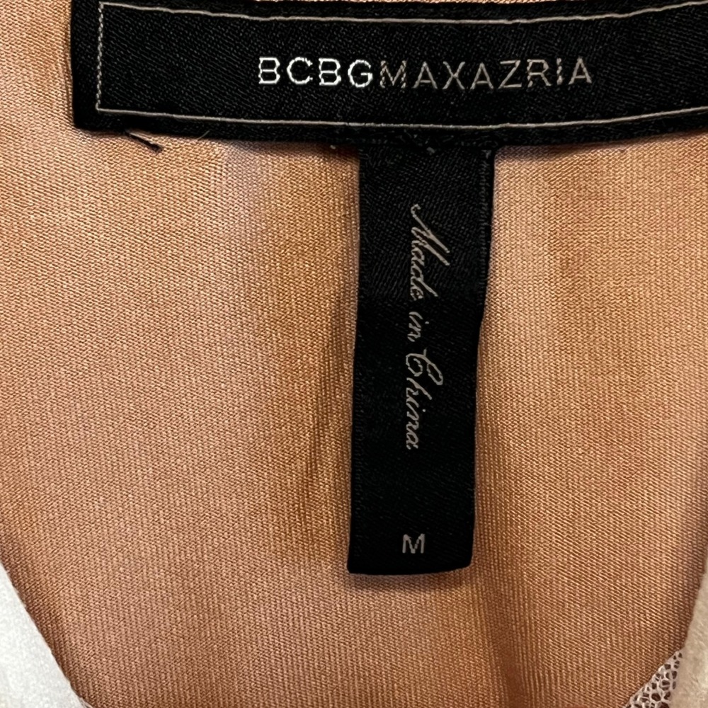 BCBGMAXAZRIA Addyson Lace Mesh Long Sleeve Top Off White Size M UEX1U069-101 - Picture 4 of 7